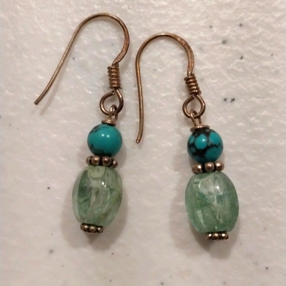 Turquoise and aquamarine earrings new